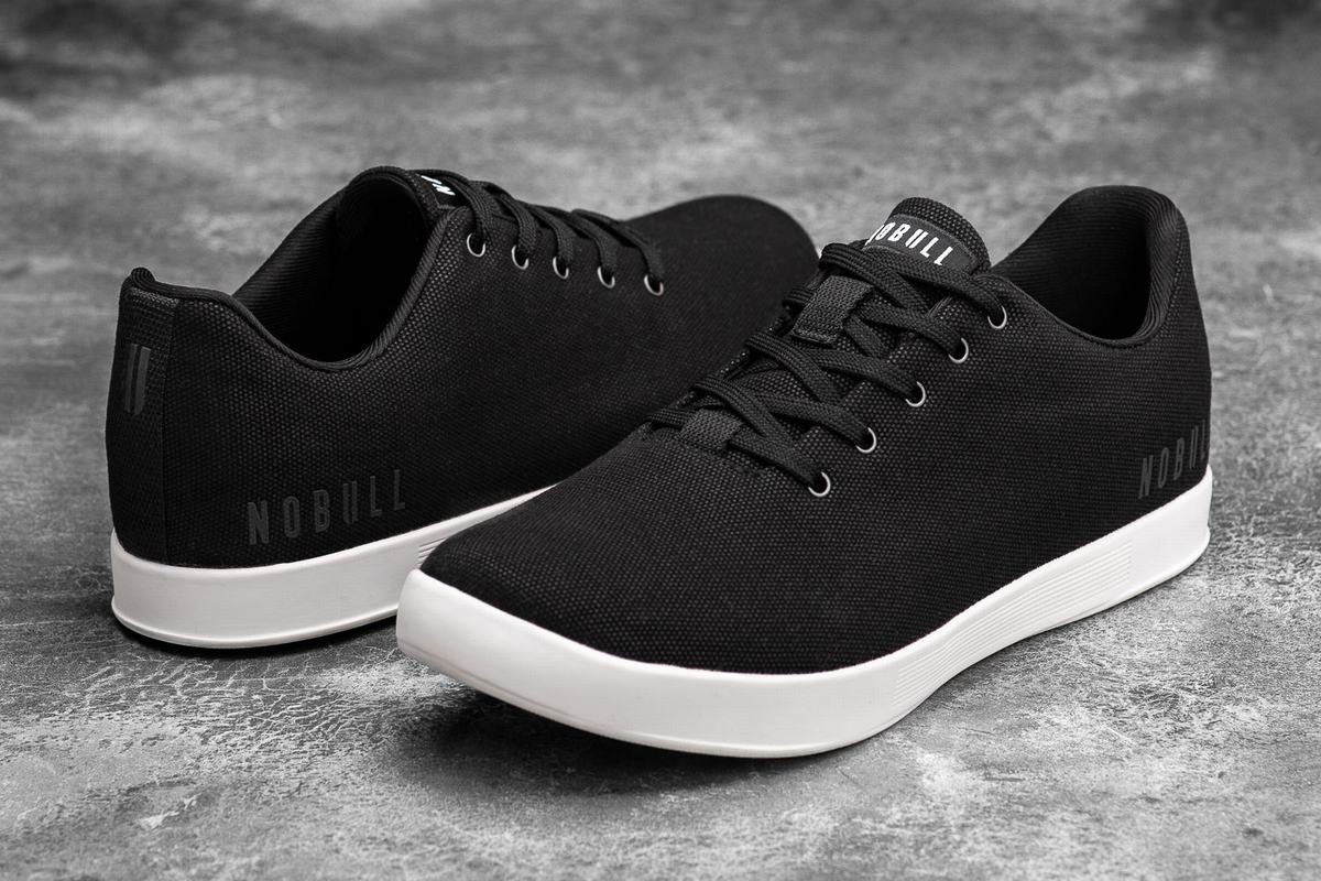 Nobull Canvas Men's Trainers Black White | Australia (EG5410)